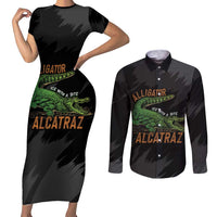 Alligator Alcatraz Couples Matching Short Sleeve Bodycon Dress and Long Sleeve Button Shirt ICE With A Bite - Wonder Print Shop
