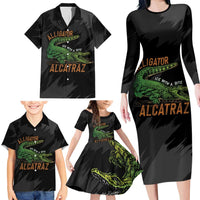 Alligator Alcatraz Family Matching Long Sleeve Bodycon Dress and Hawaiian Shirt ICE With A Bite - Wonder Print Shop