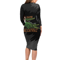 Alligator Alcatraz Family Matching Long Sleeve Bodycon Dress and Hawaiian Shirt ICE With A Bite - Wonder Print Shop