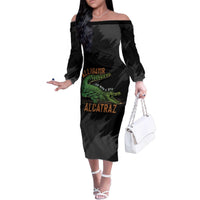 Alligator Alcatraz Family Matching Off The Shoulder Long Sleeve Dress and Hawaiian Shirt ICE With A Bite - Wonder Print Shop