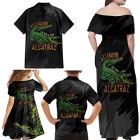 Alligator Alcatraz Family Matching Off Shoulder Maxi Dress and Hawaiian Shirt ICE With A Bite - Wonder Print Shop