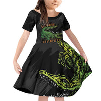 Alligator Alcatraz Family Matching Off Shoulder Short Dress and Hawaiian Shirt ICE With A Bite - Wonder Print Shop