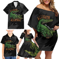 Alligator Alcatraz Family Matching Off Shoulder Short Dress and Hawaiian Shirt ICE With A Bite - Wonder Print Shop