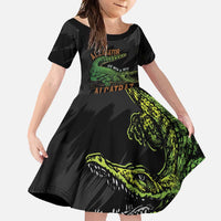 Alligator Alcatraz Family Matching Short Sleeve Bodycon Dress and Hawaiian Shirt ICE With A Bite - Wonder Print Shop