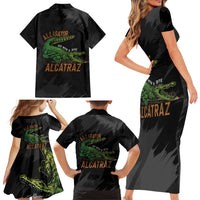 Alligator Alcatraz Family Matching Short Sleeve Bodycon Dress and Hawaiian Shirt ICE With A Bite - Wonder Print Shop