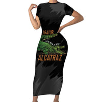 Alligator Alcatraz Family Matching Short Sleeve Bodycon Dress and Hawaiian Shirt ICE With A Bite - Wonder Print Shop