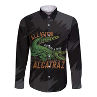 Alligator Alcatraz Long Sleeve Button Shirt ICE With A Bite - Wonder Print Shop