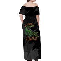 Alligator Alcatraz Off Shoulder Maxi Dress ICE With A Bite - Wonder Print Shop