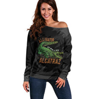 Alligator Alcatraz Off Shoulder Sweater ICE With A Bite - Wonder Print Shop