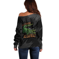 Alligator Alcatraz Off Shoulder Sweater ICE With A Bite - Wonder Print Shop