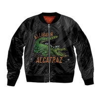 Alligator Alcatraz Sleeve Zip Bomber Jacket ICE With A Bite - Wonder Print Shop