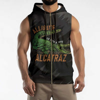 Alligator Alcatraz Sleeveless Zip Hoodie ICE With A Bite - Wonder Print Shop