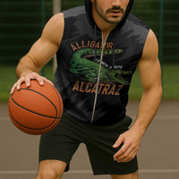 Alligator Alcatraz Sleeveless Zip Hoodie ICE With A Bite - Wonder Print Shop