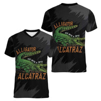 Alligator Alcatraz Women V-Neck T-Shirt ICE With A Bite - Wonder Print Shop