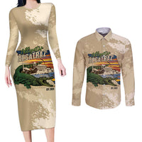 Alligator Alcatraz Retro Couples Matching Long Sleeve Bodycon Dress and Long Sleeve Button Shirt The Swamp - Wonder Print Shop