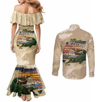 Alligator Alcatraz Retro Couples Matching Mermaid Dress and Long Sleeve Button Shirt The Swamp - Wonder Print Shop