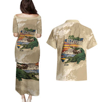 Alligator Alcatraz Retro Couples Matching Puletasi and Hawaiian Shirt The Swamp - Wonder Print Shop