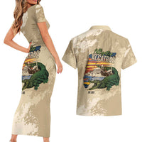 Alligator Alcatraz Retro Couples Matching Short Sleeve Bodycon Dress and Hawaiian Shirt The Swamp - Wonder Print Shop