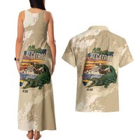 Alligator Alcatraz Retro Couples Matching Tank Maxi Dress and Hawaiian Shirt The Swamp - Wonder Print Shop