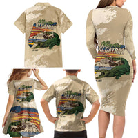 Alligator Alcatraz Retro Family Matching Long Sleeve Bodycon Dress and Hawaiian Shirt The Swamp - Wonder Print Shop