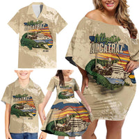 Alligator Alcatraz Retro Family Matching Off Shoulder Short Dress and Hawaiian Shirt The Swamp - Wonder Print Shop