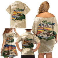Alligator Alcatraz Retro Family Matching Off Shoulder Short Dress and Hawaiian Shirt The Swamp - Wonder Print Shop