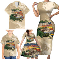 Alligator Alcatraz Retro Family Matching Short Sleeve Bodycon Dress and Hawaiian Shirt The Swamp - Wonder Print Shop