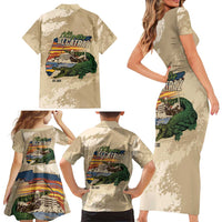 Alligator Alcatraz Retro Family Matching Short Sleeve Bodycon Dress and Hawaiian Shirt The Swamp - Wonder Print Shop