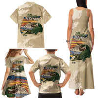 Alligator Alcatraz Retro Family Matching Tank Maxi Dress and Hawaiian Shirt The Swamp - Wonder Print Shop