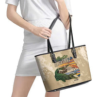 Alligator Alcatraz Retro Leather Tote Bag The Swamp - Wonder Print Shop