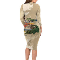 Alligator Alcatraz Retro Long Sleeve Bodycon Dress The Swamp - Wonder Print Shop
