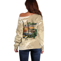 Alligator Alcatraz Retro Off Shoulder Sweater The Swamp - Wonder Print Shop