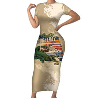 Alligator Alcatraz Retro Short Sleeve Bodycon Dress The Swamp - Wonder Print Shop