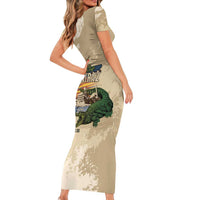 Alligator Alcatraz Retro Short Sleeve Bodycon Dress The Swamp - Wonder Print Shop