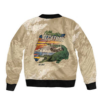 Alligator Alcatraz Retro Sleeve Zip Bomber Jacket The Swamp - Wonder Print Shop