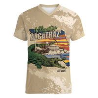 Alligator Alcatraz Retro Women V-Neck T-Shirt The Swamp - Wonder Print Shop