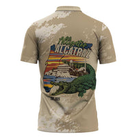 Alligator Alcatraz Retro Zipper Polo Shirt The Swamp - Wonder Print Shop