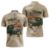 Alligator Alcatraz Retro Zipper Polo Shirt The Swamp - Wonder Print Shop