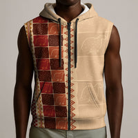 Zimbabwe Heritage Kudhinda Inspired Print Sleeveless Zip Hoodie