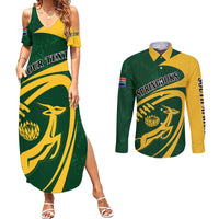 Green South Africa rugby maxi dress and long-sleeve button shirt with graphic logos