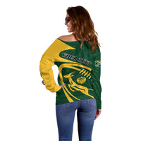 Personalised South Africa Rugby 2023 Off Shoulder Sweater Bokke Champions Sporty Dynamics - Wonder Print Shop
