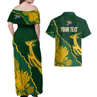 Personalised South Africa Rugby 2023 Couples Matching Off Shoulder Maxi Dress and Hawaiian Shirt Bokke Champions Kente Ethnic LT7 - Wonder Print Shop