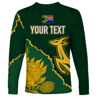 Personalised South Africa Rugby 2023 Long Sleeve Shirt Bokke Champions Kente Ethnic - Wonder Print Shop