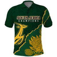 Personalised South Africa Rugby 2023 Polo Shirt Bokke Champions Kente Ethnic - Wonder Print Shop