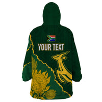 Personalised South Africa Rugby 2023 Wearable Blanket Hoodie Bokke Champions Kente Ethnic - Wonder Print Shop