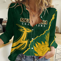 Personalised South Africa Rugby 2023 Women Casual Shirt Bokke Champions Kente Ethnic - Wonder Print Shop