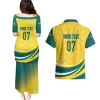 Australia 2024 Olympics Custom Couples Matching Puletasi and Hawaiian Shirt Rise of the Roos LT7 - Wonder Print Shop