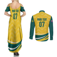 Australia 2024 Olympics Custom Couples Matching Summer Maxi Dress and Long Sleeve Button Shirt Rise of the Roos LT7 - Wonder Print Shop