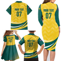 Australia 2024 Olympics Custom Family Matching Long Sleeve Bodycon Dress and Hawaiian Shirt Rise of the Roos LT7 - Wonder Print Shop
