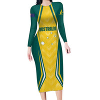 Australia 2024 Olympics Custom Family Matching Long Sleeve Bodycon Dress and Hawaiian Shirt Rise of the Roos LT7 - Wonder Print Shop